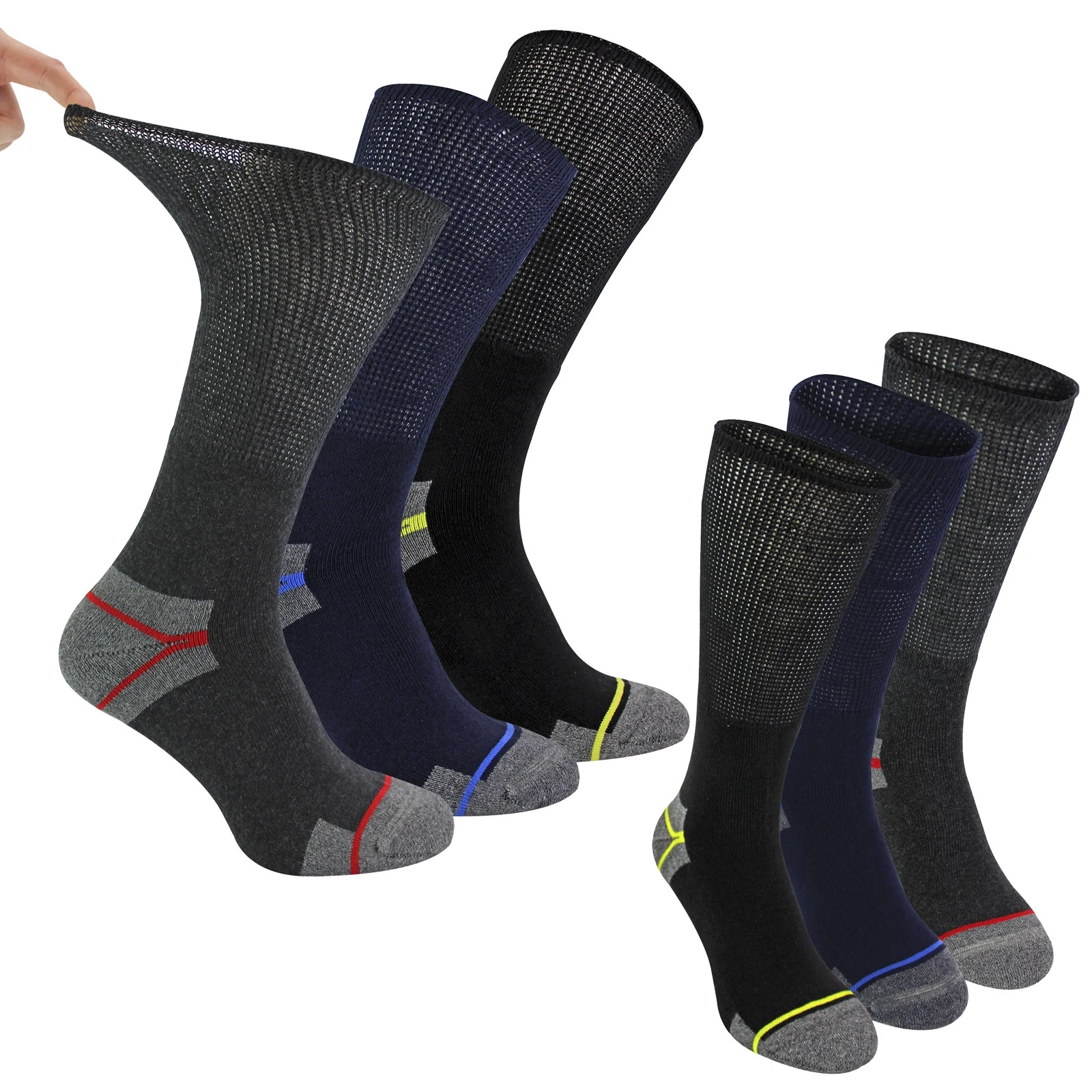 Mens Diabetic Work Socks by Dr.Socks 3 Multi Pack Breathable Boot Socks