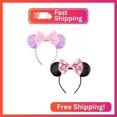 DRESHOW Mouse Ears Bow Headbands Glitter Party Decoration Cosplay Costume for Wo