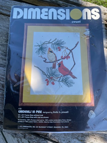 Vintage 1988 Dimensions Crewel Embroidery Kit 5x7 Linda Powell A cozy place cat