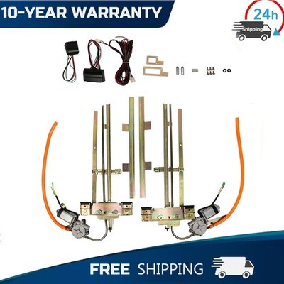 Universal 2Door Street Hot Rat Rod Flat Glass Power Window Kit w/Switches Wiring