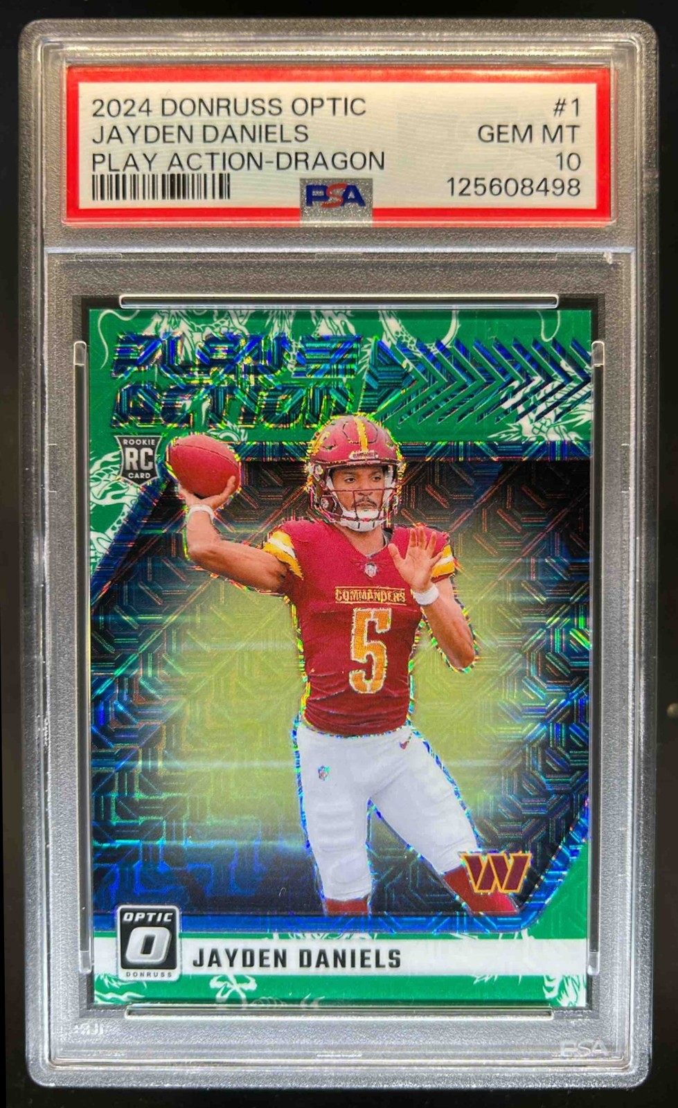 Jayden Daniels Panini Donruss Optic Play Action #1 Dragon