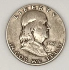 1951 S Franklin Half Dollar 90% Silver 50¢ Circulated US Coin