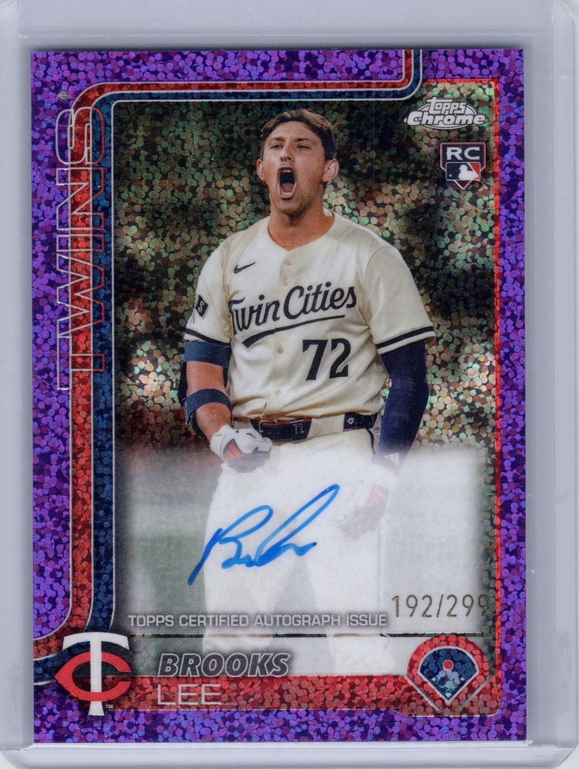 2025 Topps Chrome - Rookie Autographs Brooks Lee #RA-BL Purple Speckle /299