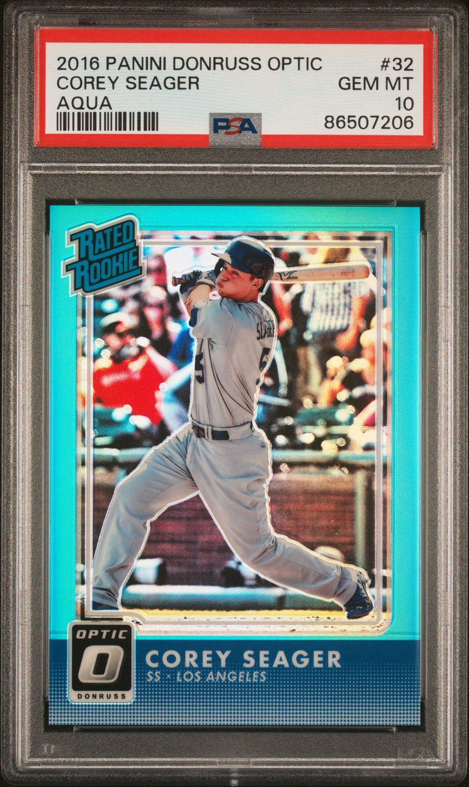 2016 PANINI DONRUSS OPTIC AQUA #32 COREY SEAGER ROOKIE RC 72/299 PSA 10