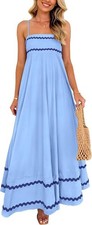 PRETTYGARDEN Women 2025 Summer Flowy Maxi Dress Casual Sleeveless Spaghett