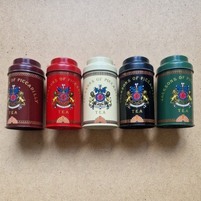 5er Set Jacksons Piccadilly Tee Metall kleine Dosen selten Sammlerstück 
