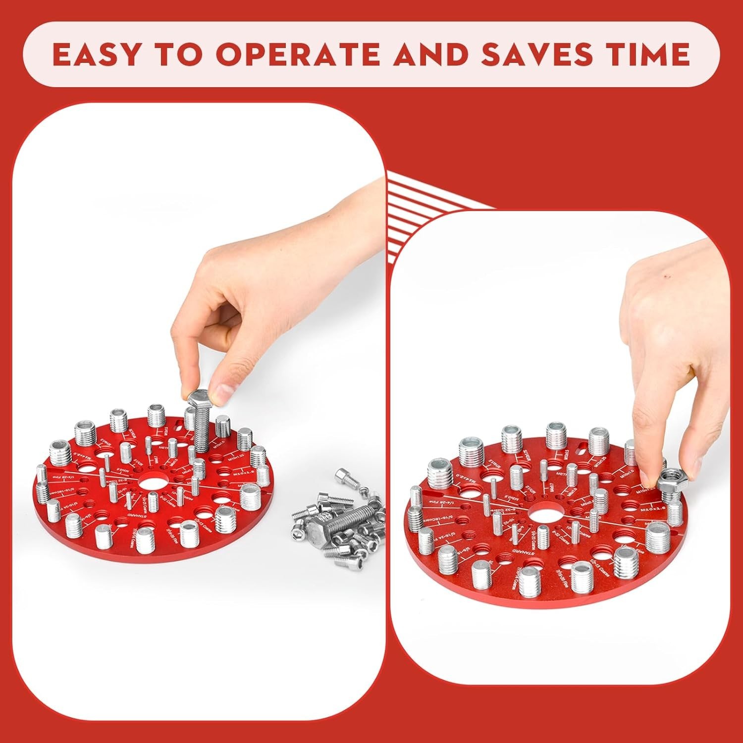 Nut and Bolt Thread Checker - 30 Standard and Metric Bolt Size Finder Bolt an...