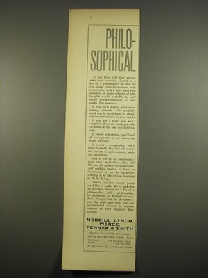 1961 Merril, Lynch, Pierce, Fenner & Smith Ad - Philosophical