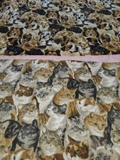 2 Pieces Of Soft Snuggle Flannel Fabric Cats Allover  Dogs Allover 40 X 68 W Ea