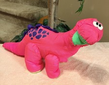 Vintage 1992 Fisher Price Bruce the Brontosaurus Plush Pink Puffalump Dinosaur