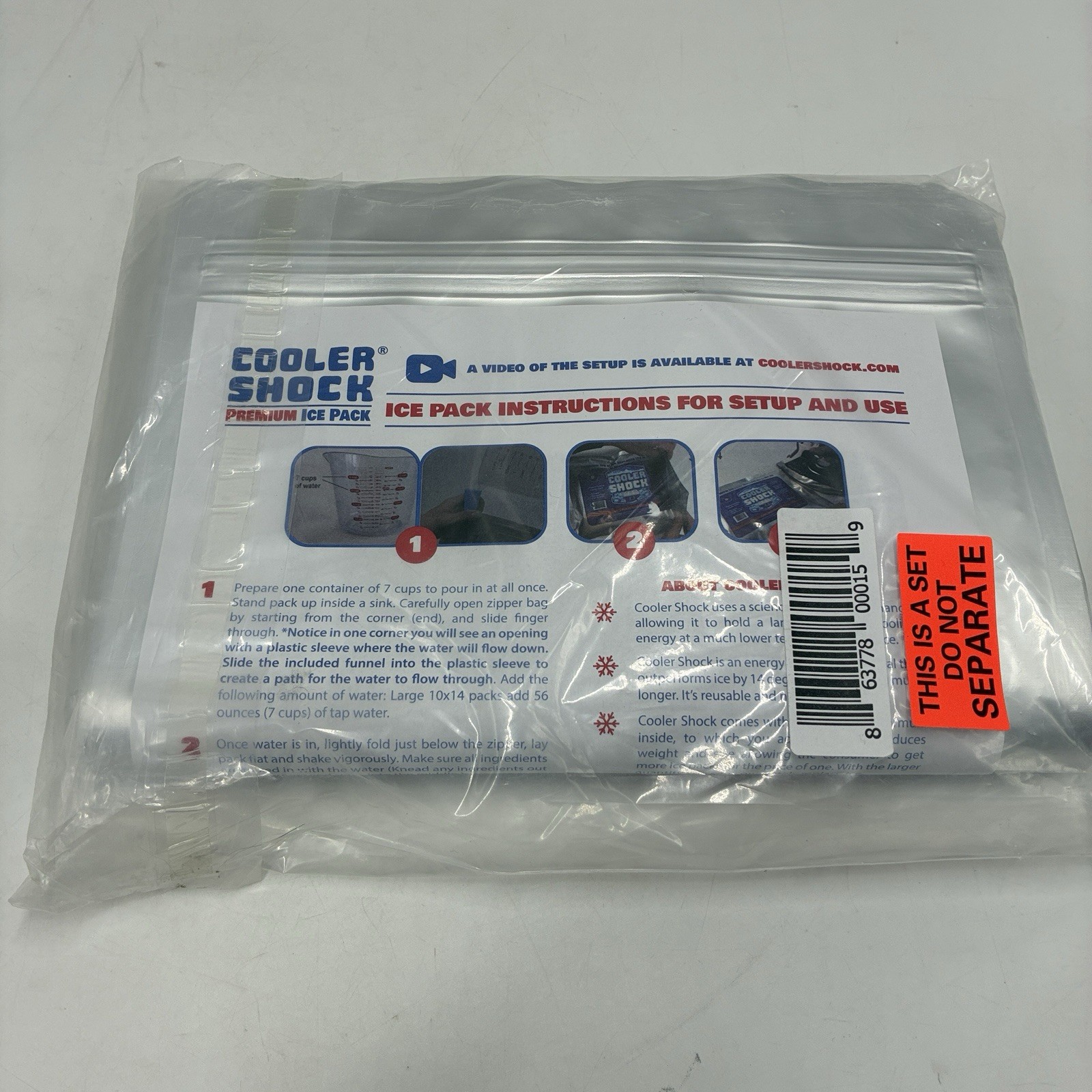 Shock Ice Packs, Camping, Large Iron-seal Design, 10" X 14",