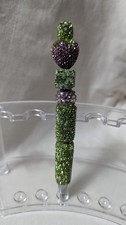 Green And Purple Strawberry Rhinestone  Beaded Pen