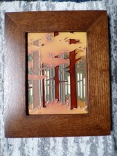 Motawi 6 X 8 Autumn Fall Forest Tile In Oak Frame No Reserve Arts and Crafts