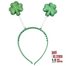 St. Patrick's Day Shamrock Headband, Green Glitter Clover Bopper with 1