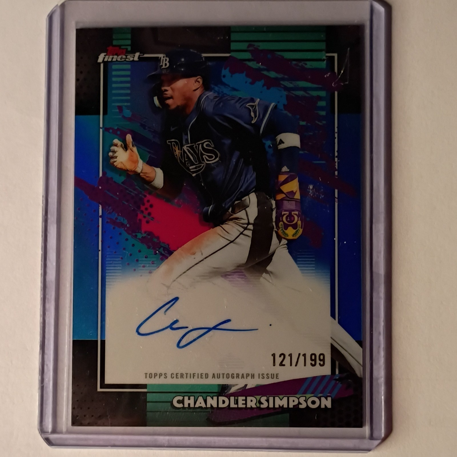 Topps Finest 2026 Chandler Simpson FA-CSI Sky Blue /199 Auto Rays
