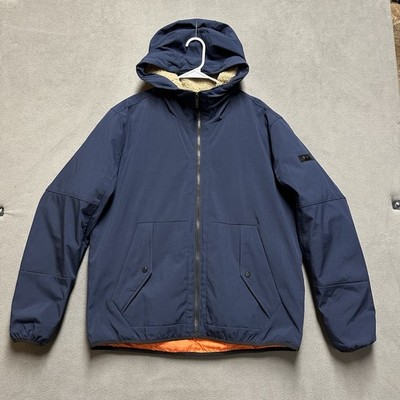 Michael Kors Jacket Mens Large Blue Coat Full Zip Quilted Sherpa Lined Full Zip