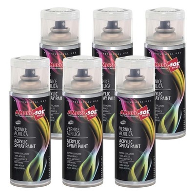 6X LACKSPRAYDOSE TRANSPARENT GLÄNZEND INNEN AUSSEN UNIVERSAL 400ML
