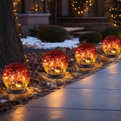 MLKNK Solar Globe Lights Outdoor Waterproof-Solar Balls-Solar 4 globes, Red