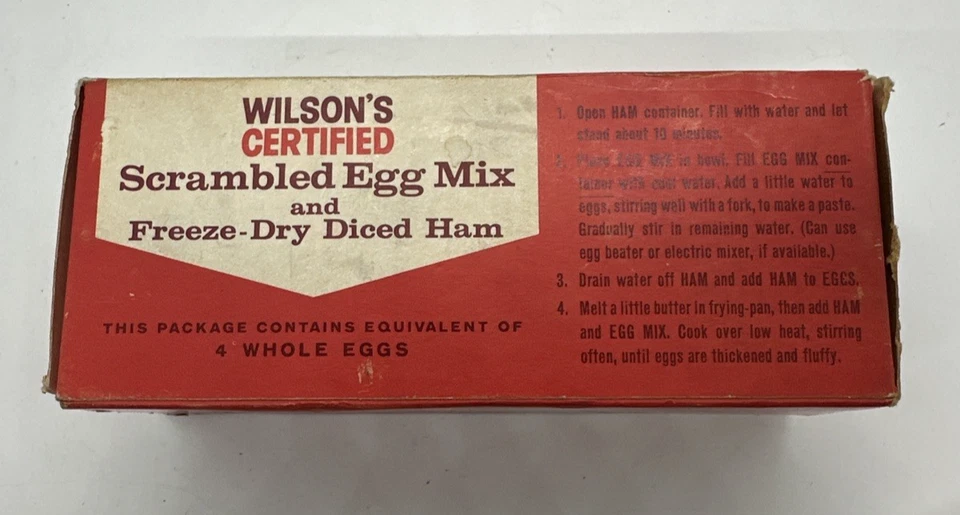 Vintage Wilson's certified scrambled egg mix & Diced Freeze Dried Ham 1960s - Image 4 of 4