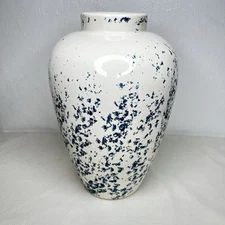 VTG Santa Rosa Pottery Vase Studio Pottery Splatter Spotted Blue White