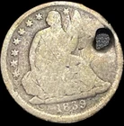 1839o Seated Liberty Half Dime Holed