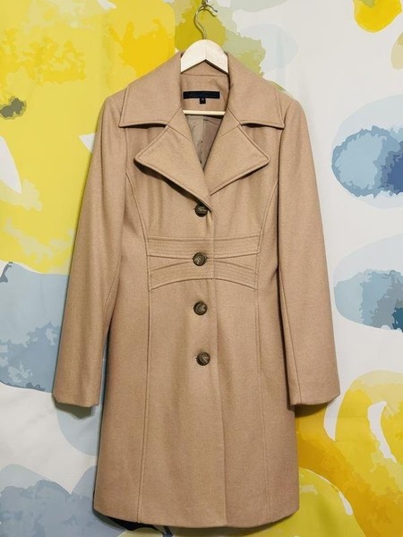 Women Kenneth Cole Coat Beige Polyester 38