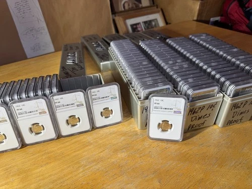 "LOT OF 101 COINS"  1962 P NGC PROOF  90% Proof Silver Roosevelt Dimes