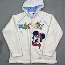Vintage Disney Mickey Mouse Holiday Full Zip Fleece Jacket Hoodie Size Large