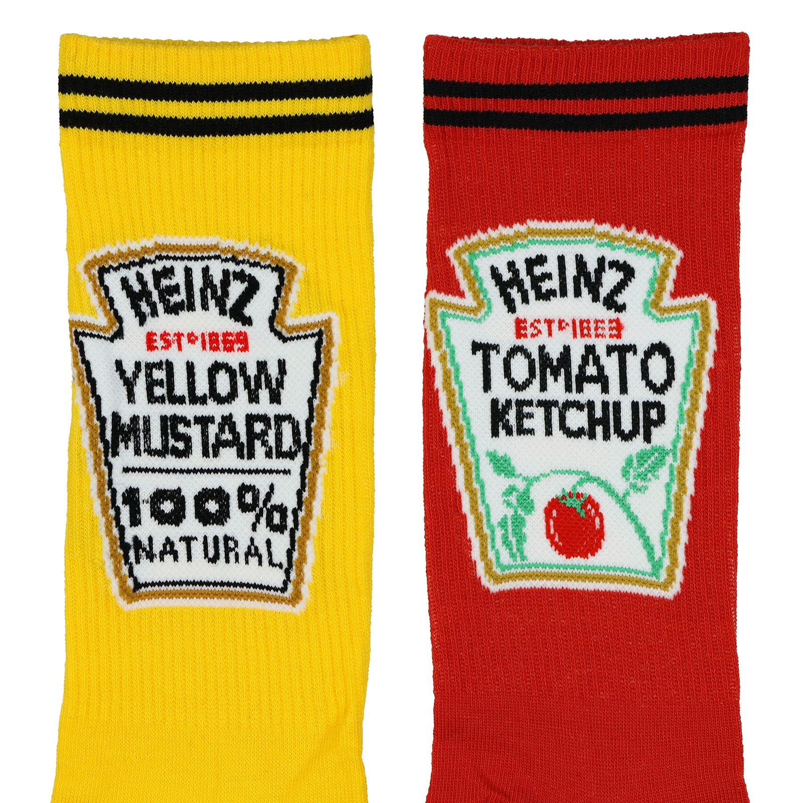 Heinz Crew Socks Ketchup and Mustard 2 Pair Food Graphic Design Shoe Size 7-12 — photo 2