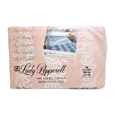 Vtg Lady Pepperell Sheet Pink Wedding Lace Cotton Flat Twin Fine Combed Percale
