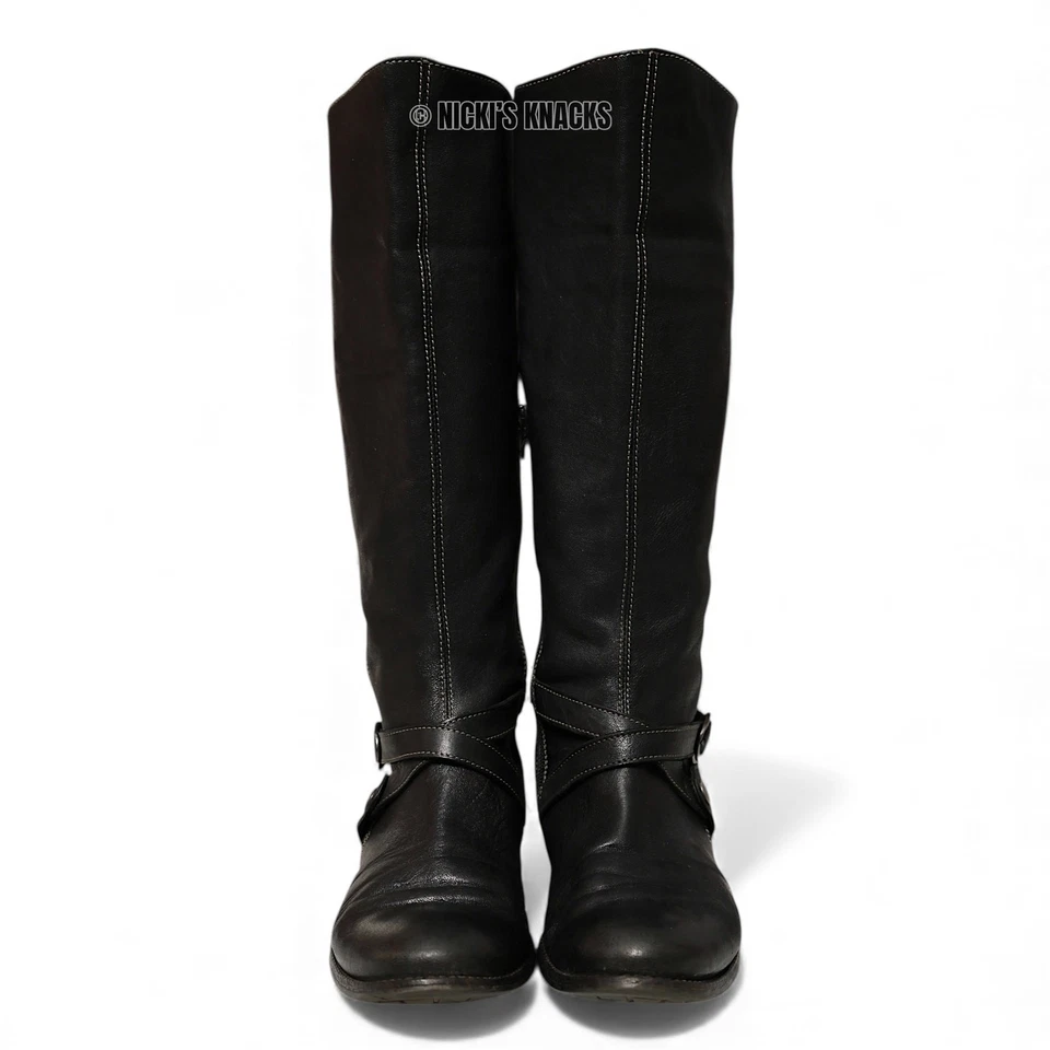 Botas de montar de cuero italianas Manas Design Goodyear Welt negras hasta la rodilla talla 9 Foto 3 de 4