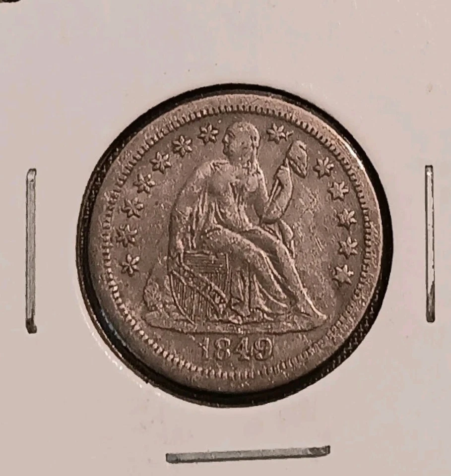 Moneda de diez centavos Small O New Orleans Seated Liberty 1849 sin clasificar buen estado  Foto 3 de 3