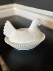 Vintage Indiana Glass Hen on Nest White Milk Covered Chicken Candy Dish 7” Excel