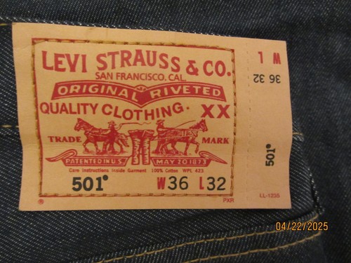 Vtg. Levi's 501, Shrink to Fit, Red Batwing (2007), WPL423, 34x32, NWT Deadstock - Picture 13 of 13