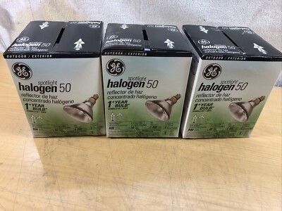 Lot of 3 - GE Floodlight Halogen 50 Watt 600 lumens 2000 Hours Outdoor (5845)