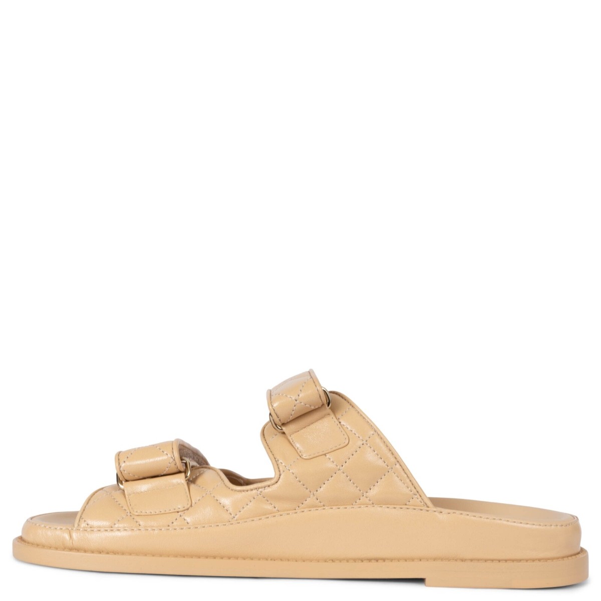 SALE 30％off O-24 Oliver Gal シャネル シューズ 70474 auth CHANEL beige leather 2024 24P DAD SLIDE Sandals