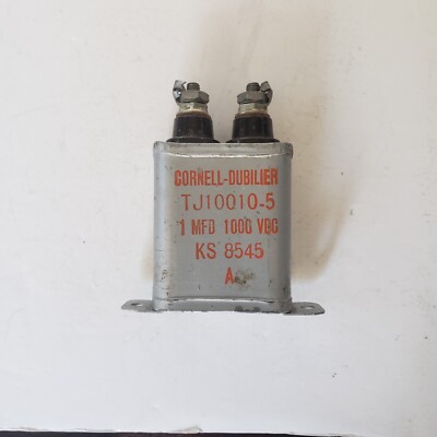 Cornell-Dubillier Sealed Oil Capacitor TJ10010-5 1 MFD 1000 VDC KS8545A USA  NOS
