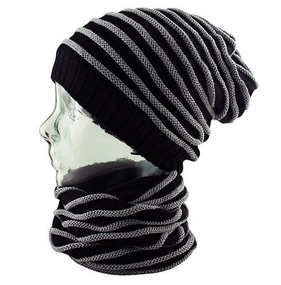 3 In 1 Streifen Pull-On Mütze - Hals - Gesicht Wärmer - SNOOD Kappe Hut