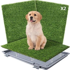 Dog Grass Pad with Tray, with 2-Pack Replaceable Grass Indoor Dog Patio Potty