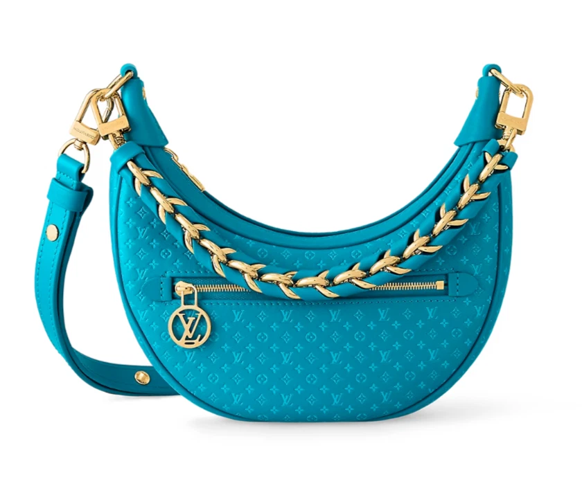 LOUIS VUITTON Blue Calfskin Mini Embossed PM Loop M22593 Shoulder Crossbody  Bag