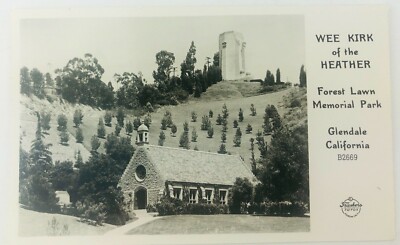 Vtg Glendale California CA RPPC Forest Lawn Memorial Park Wee Kirk of Heather 