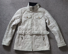 Womens Barbour Grace Polarquilt Silver White Belted Quilted Jacket Vgc - Uk 10
