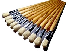 Image of Major Brushes Hog Bristle Filbert Brushes in Packs of 10