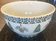 Tienshan Folk Craft, Holiday Pines Large Serving Mixing Bowl 6” H, 10 3/4” Diam.