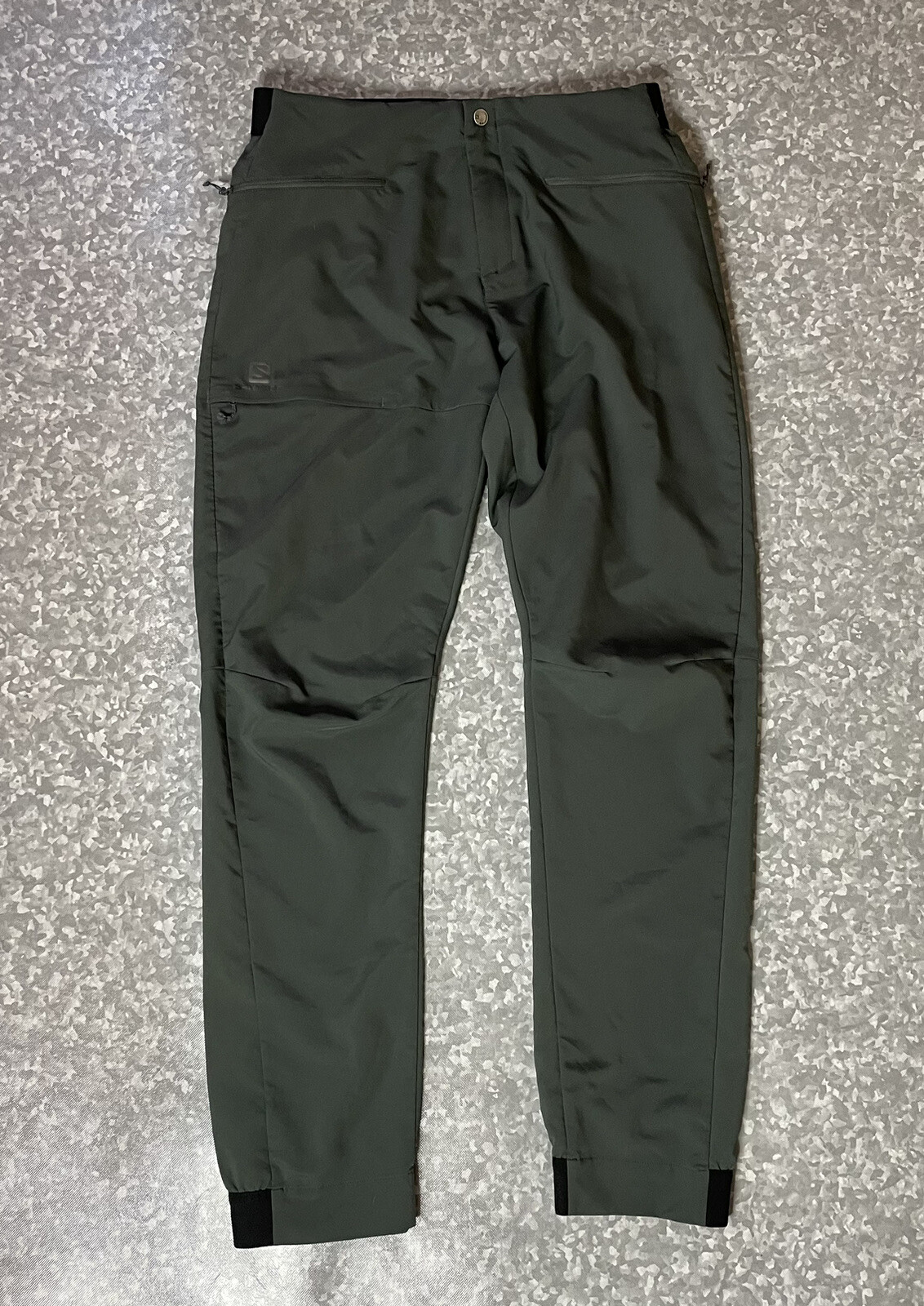 Pantaloni da jogging sportivi Salomon donna poliestere con coulisse zip verde oliva grandi