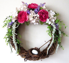 15" GRAPEVINE WREATH SPRING/SUMMER DOOR/WALL FLORAL DECOR NEW