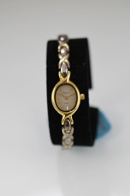 Majestron Watch Women Silver Gold Stainless Steel Battery Water Res Beige Quartz