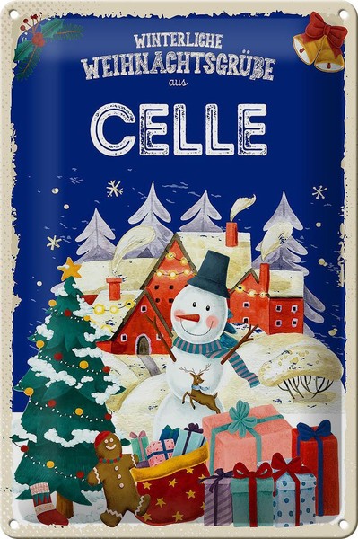 Blechschild WeihnachtsgrüßE Celle Geschenk Fest Deko Schild Tin Sign 20X30 Cm-image