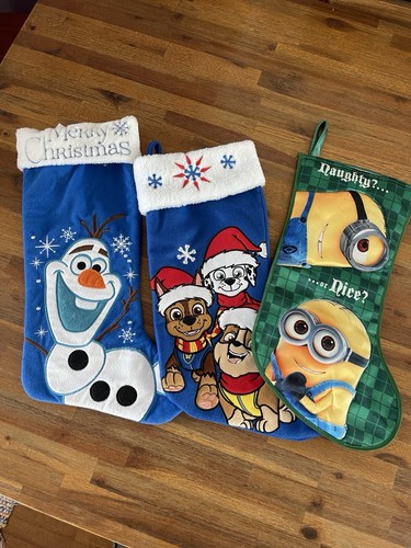 3 CHRISTMAS STOCKING Disney Olaf, Pixar Minions And Paw Patrol Never Used - Picture 19 of 19