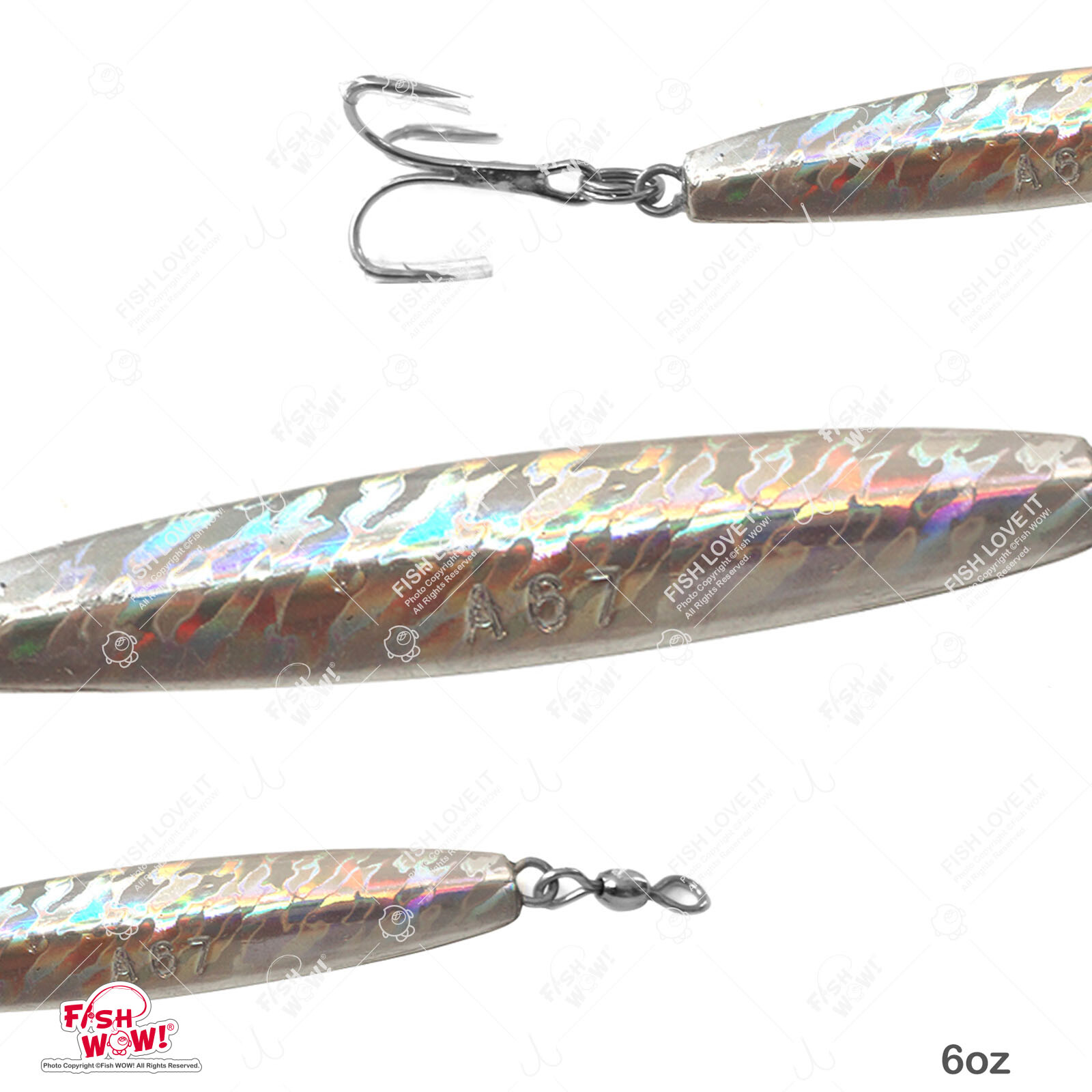 20pcs 6oz Fishing Diamond Jig Mylar Holographic Laser Fish jigs w/ a Treble Hook - Image 3